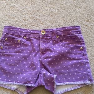 justice purple polka dot shorts